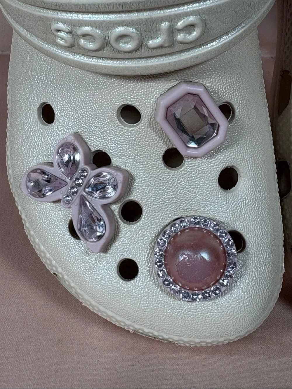 CROCS Kids Cream Color Iconic Comfort Clogs With, Jibbitz Size C11